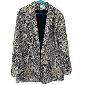 Vintage Joyce animal print leopard satin single breasted blazer women’s size XL